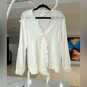 Sezane 💯 willing sleeved wrap blouse in color ecru size 36